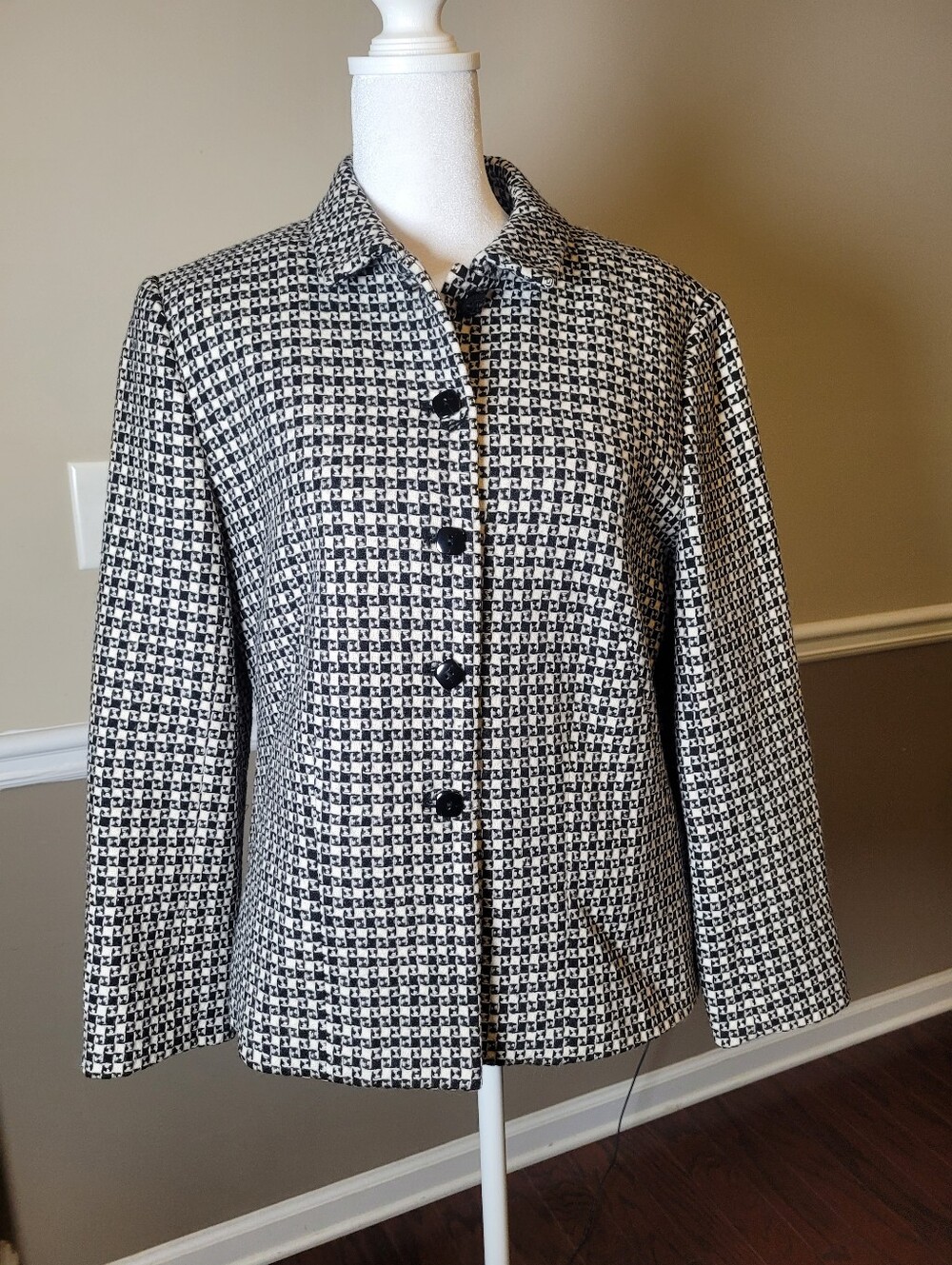 Talbot Classic Black & White Houndstooth Women's Jacket.  Size 10P